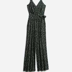 Green flower print jumpsuit